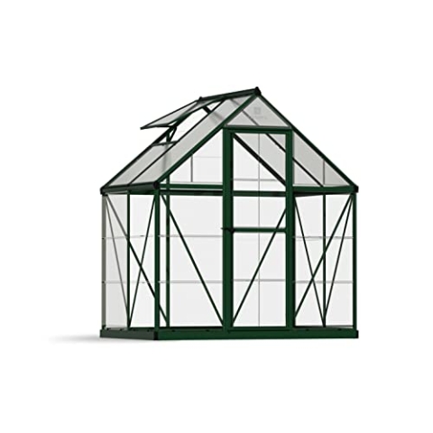Canopia by Palram Gewächshaus klein Hybrid 6x4 Treibhaus 126x185 cm Aluminium Grün Tomatenhaus Polycarbonatplatten UV-beständig