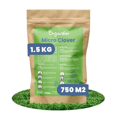 Mikroklee-Rasen - Klee - Kleesamen Für Rasen - Reiner Kleesamen - Weißklee - Kleesamen - Micro-Kleegrassamen (1500 G - 750 M2) - Organifer
