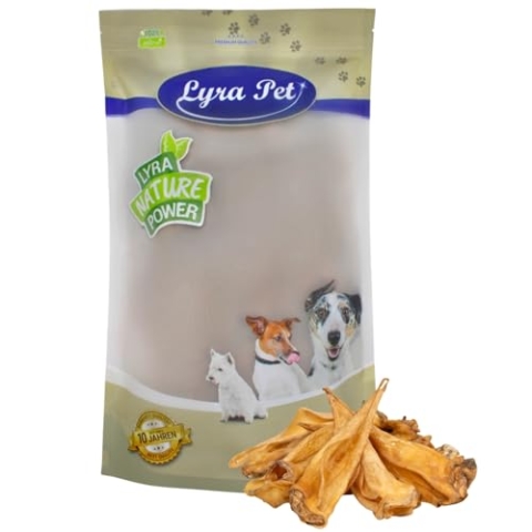 Lyra Pet® 100 STK. Rinderohren ca. 3 kg | Naturbelassener Kausnack | Ideal für die Zahnpflege | Leckerli für Hunde | Gut verdaulicher Kauartikel | Proteinhaltiges fettarmes Hundefutter