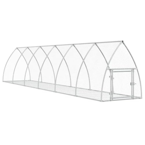 vidaXL Hasenstall, Freilaufgehege für Kleintiere, Outdoor Kaninchenkäfig Kaninchenstall Hasenkäfig, Kaninchen Freigehege, Silbern 600x105x120cm Verzinkter Stahl