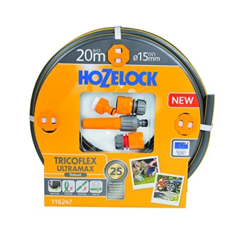 Hozelock Tricoflex Ultramax Starterset, 15 mm x 20 m, grau, 50 x 40 x 30 cm