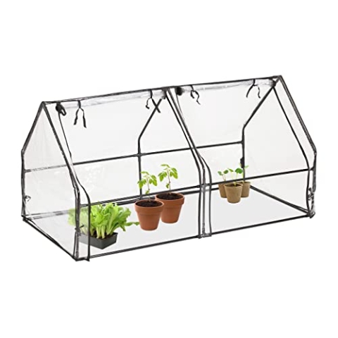 Relaxdays Folienfrühbeet, HxBxT: 92 x 180 x 92 cm, 2 Türen, Frühbeet & Aufzucht, Gewächshaus, PVC Folie, transparent