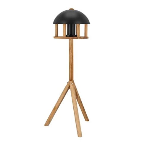 Esschert Design Vogeltisch, rund, Eiche, mit schwarzem Dach