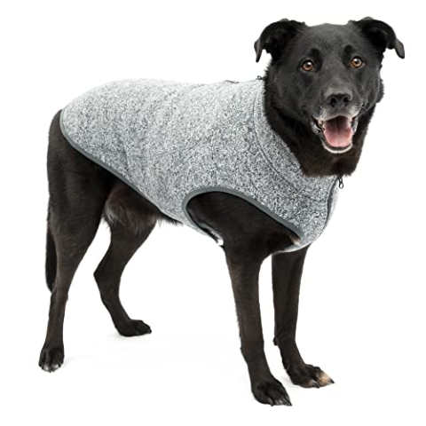 Kurgo Core Hunde-Pullover, Leichtes Fleece, Mit 2-Wege-Reißverschluss, Mit Hundegeschirr kompatibel, Größe L, Schwarz