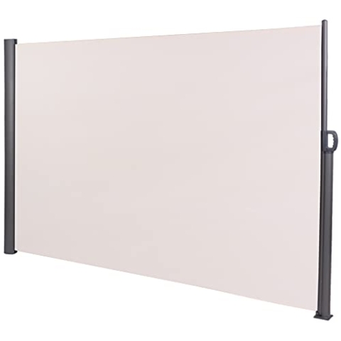 CLP Garten-Sichtschutz Lovington I Ausziehbare Seiten-Markise I UV-Schutz, Farbe:Creme, Größe:180x300 cm