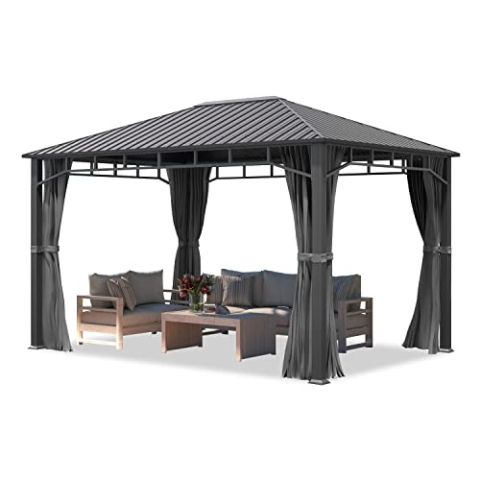 TOOLPORT Gartenpavillon 3x4 m Stahldach Hardtop 4 Seitenteile in Grau, Pfosten 9x9 cm