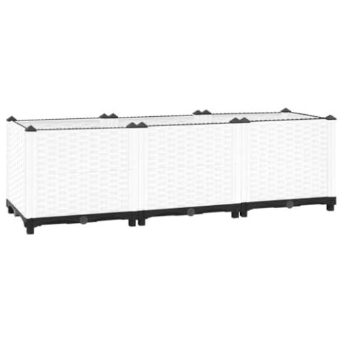 vidaXL Hochbeet, Kräuterbeet Gemüsebeet zum Selber Bauen, Blumenkasten im Rattan-Look, Pflanzkasten für Garten Terrasse Balkon, Polypropylen