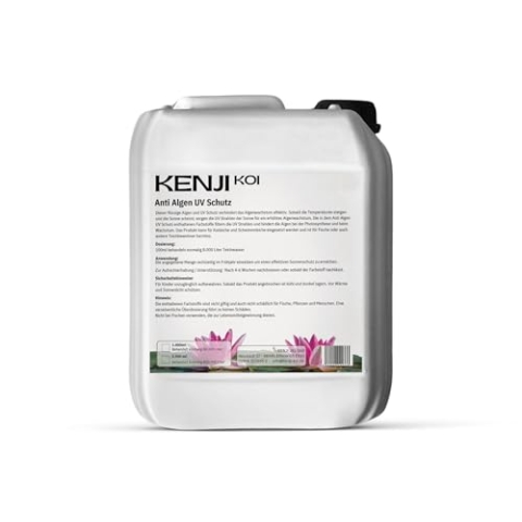 KENJI KOI Anti Algen UV Schutz 5L für 400000 L Teichwasser | Teichpflege gegen Fadenalgen und grünes Wasser | Anti Algen UV Schutz | Teichwasseraufbereiter für klares Wasser