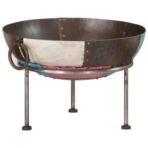vidaXL Feuerschale, Feuerstelle mit 3 Beinen 2 Griffe, Multifunktional Feuerkorb für Garten Terrasse, Feuertonne Lagerfeuer, 55x55x38cm Eisen