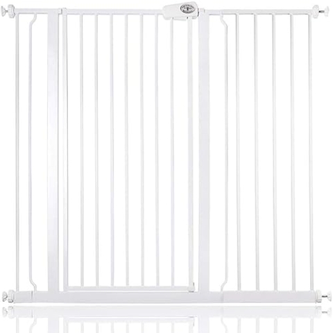 Bettacare Extra Hohes Druckmontierte Premium Haustiergitter, 114.8cm - 122.4cm, Weiß, Druckmontierte Treppengitter für Hunde, Sicherheitsbarriere, Einfache Montage