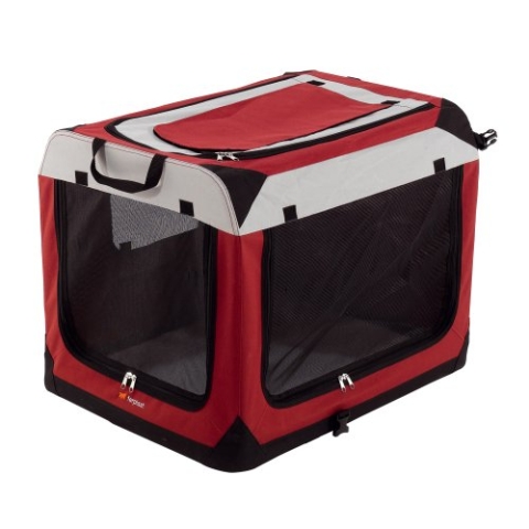 Ferplast Hunde Transportbox, Faltbare Hundehütte, wasserabweisend, tragbar, transportabel, Metallrahmen, Griffen, Taschen, Größe L, 70 x 52 x h 52 cm.