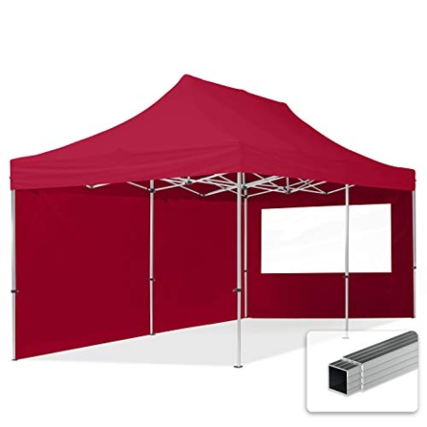 TOOLPORT Faltpavillon Faltzelt Pavillon 3x6m - 2 Seitenteile Aluminium 32mm Partyzelt 700N rot