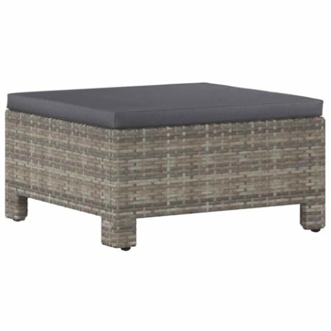 vidaXL Gartenhocker mit Kissen Fußhocker Sitzhocker Beistellhocker Hocker Fußschemel Ottomane Gartenmöbel Garten Terrasse Grau Poly Rattan