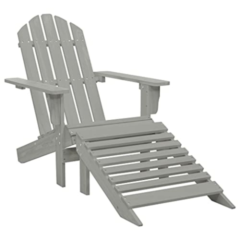 vidaXL Holz Gartensessel mit Fußstütze Deckchair Gartenstuhl Gartenliege Sonnenliege Sonnenliege Liegestuhl Gartenmöbel Balkon Terrasse Garten Grau