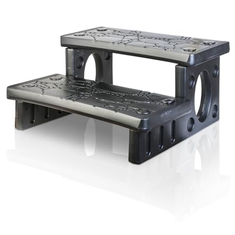 Gre SPAL2 - rutschfeste Poolleiter für Spas und Aufstellpools, Sicherheitsleiter mit 2 Stufen, synthetisch, Farbe Anthrazit. 70 x 65 x 34 cm