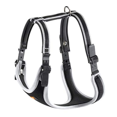 Ferplast großes Hundegeschirr ERGOCOMFORT EXTRA Large, verstellbares Hundegeschirr, bequem, gepolstert, doppelter Mikroverstellverschluss, Schnellverschluss, Silber