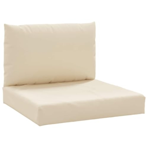 vidaXL Palettenkissen 2-TLG., Sitzkissen mit Hohlfasern, Rückenkissen für Außen Innen, Sitzpolster Palettenauflage, Beige Oxford-Gewebe