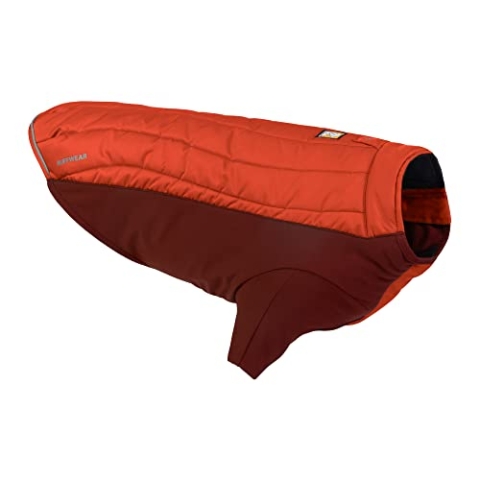 RUFFWEAR Powder Hound Isolierte Hundejacke, Wetter- und wasserabweisend, kaltes Wetter, Hundemantel mit Fleecefutter, Premium Wintermantel Schneeanzug für Hunde, Persimmon Orange – X-Small