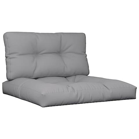 vidaXL Palettenkissen 2-TLG., Palettenpolster für Europaletten, Palettensofa Kissen Indoor Outdoor, Palettenauflage Sitzkissen Rückenkissen, Grau Stoff