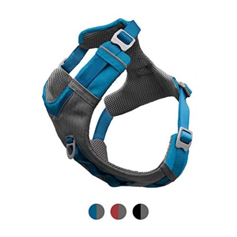 Kurgo Journey Air Hundegeschirr, Mit gepolstertem Brustteil und Rückgriff, Optimal für aktive Hunde, Größe XL, Blau