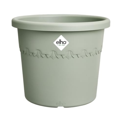 elho Algarve Cilindro Wheels 58cm – Großer Blumentopf für den Außenbereich – Pflanzgefäße – 100% recycelter Kunststoff - Grün/Thymian Grün