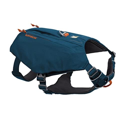 RUFFWEAR Hundegeschirr mit Taschen, Switchbak, Ganztägiger Komfort mit Eingebauten Taschen Für Kurze Tagesausflüge und Alltägliche Aktivitäten, Mittelgroße Hunderassen, Blue Moon