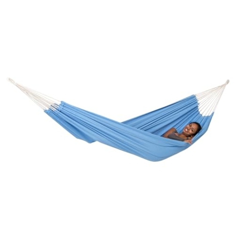 AMAZONAS Klassische Hängematte XL Arte Blue handgefertigt in Brasilien 230 cm x 150 cm für 1-2 Personen bis 200 kg in Hellblau
