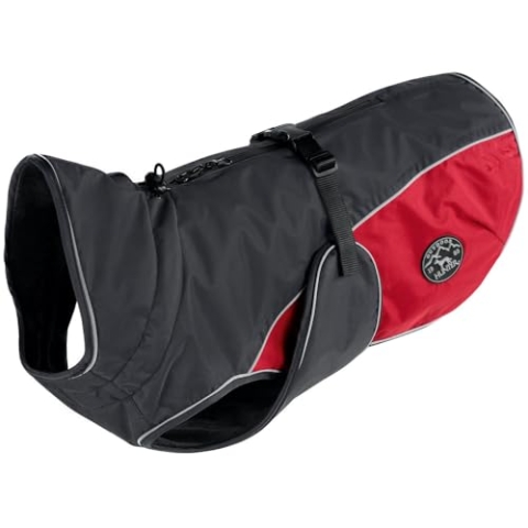 HUNTER Hundemantel UPPSALA COZY, Farbe: anthrazit/rot, wasser- und windabweisend, wärmendes Innenfutter, reflektierend, optimaler Komfort, waschbar bei 30 °C, für kalte Tage, Größe: 60