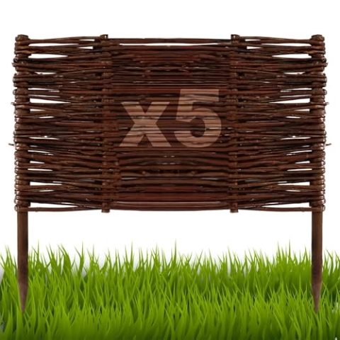 Floranica 5 Stück Beetbegrenzung aus Weide 40 cm x 50 cm Rasenkante aus Weidengeflecht Beeteinfassung Rasenkante Beetzaun Weidenzaun Palisade Abtrennung von Blumenbeetwegen Gartenbeeten