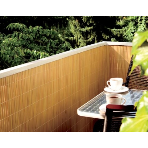 NOOR PVC Sichtschutzmatte - wetterfester Sichtschutzzaun für Balkon, Terrasse und Garten - stabile Balkonverkleidung als Sichtschutz - einfache Montage der Zaunblende - Bambus 90 cm x 3 m