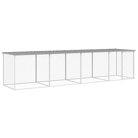 vidaXL Hühnerkäfig, Hühnerstall mit Dach, Geflügelstall für Hühner Henne Kleintiere, Hühnerhaus Kleintierstall Kleintierkäfig, Hellgrau Verzinkter Stahl