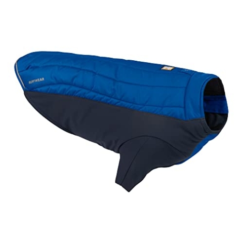 RUFFWEAR Powder Hound Isolierte Hundejacke, Wetter- und wasserabweisend, kaltes Wetter, Hundemantel mit Fleecefutter, Premium Wintermantel Schneeanzug für Hunde, Blue Pool – Large
