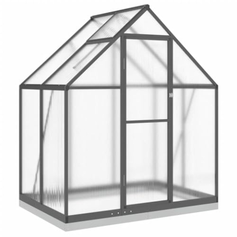 vidaXL Gewächshaus mit Fundamentrahmen, Pflanzenhaus mit Dachrinnensystem Flügeltür, Treibhaus für Pflanzen, Frühbeet, Anthrazit Aluminimum