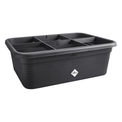 elho Green Basics Grow Garden I – Setzlingstablett – Kräuterpflanzkasten – 100% recycelter Kunststoff - Schwarz/Living Schwarz