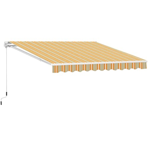 Outsunny Markise Gelenkarmmarkise Sonnenschutz Handkurbel Balkon Alu Gelb Beige