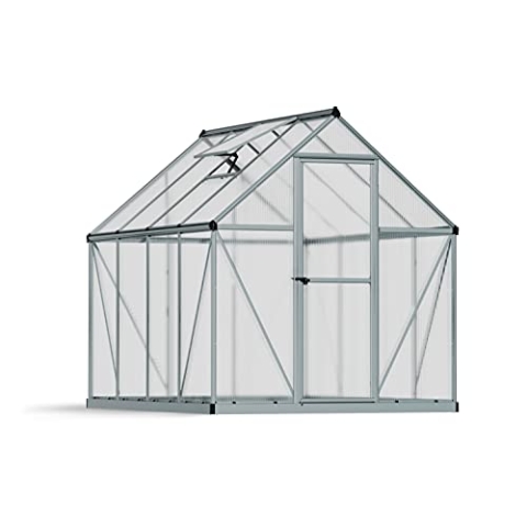 Canopia by Palram Gewächshaus klein Mythos 6x8 Treibhaus 247x185 cm Aluminium Silber Tomatenhaus Polycarbonatplatten UV-beständig