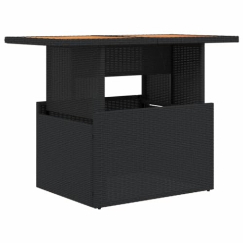 vidaXL Gartentisch, Outdoor Tisch mit Verstellbarer Tischplatte, Esstisch mit Stahlrahmen, Gartenmöbel Couchtisch, Schwarz Poly Rattan Akazienholz