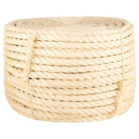 vidaXL Seil, Sisalseil mit hoher Reiß- und Abriebfestigkeit, Hanfseil Schnur für Kratzmöbel Garten, Tauseil Gartenseil Dekoseil, 16 mm 25 m 100% Sisal