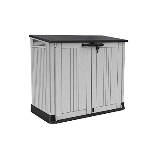 Keter 249317 Store it Out Nova Gartenschuppen für den Außenbereich, 132 x 71,5 x 113,5 cm, hellgrau mit dunkelgrauem Deckel