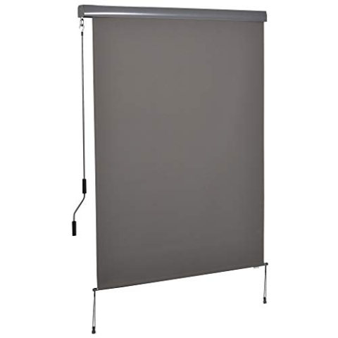 Outsunny Senkrechtmarkise Balkonmarkise Vertikalmarkise Windschutz Seitenrollo Sichtschutz mit Handkurbel Polyesterstoff+Aluminium Grau 250 x 140 cm