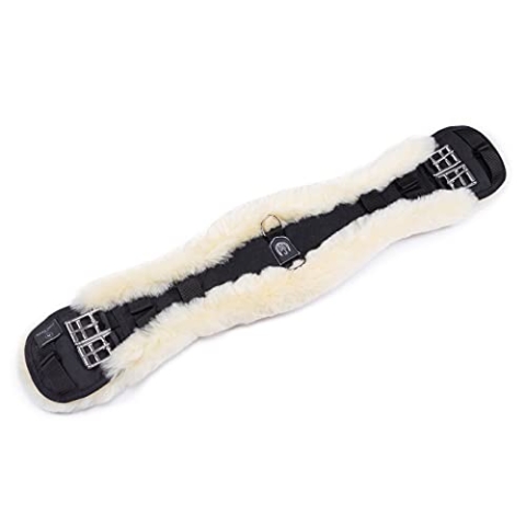 Lammfell-Sattelgurt KONTURGURT von WERNER CHRIST HORSE – anatomischer Dressurgurt, Lammfellgurt (Kurzgurt) aus echtem Fell, in Natur, braun & anthrazit, Längen 45, 50, 55, 60, 65, 70, 75, 80, 85, 90, 95 cm (55 cm, Schwarz-Natur)