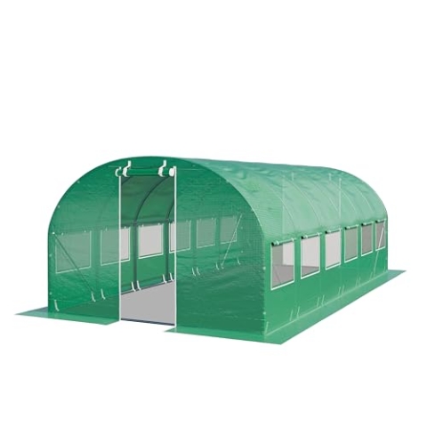 TOOLPORT Foliengewächshaus Gewächshaus 3x6m stabil & langlebig mit Fenster - reißfeste PE Plane 180g/m² grün transparent