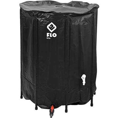 FLO Faltbare Regentonne mit Hahn, Filter und Überlaufschutz, Volumen 500 Liter, massives PVC, stabile Füße, Ø80 x 98 cm, UV-resistent, Wassertonne Regenwasser Tank Fass Regenfass Zisterne