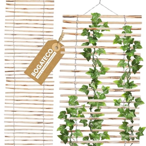 BOGATECO Rankgitter aus Haselnuss für Kletterpflanzen | 100 x 200 cm | 2 Größen zur Wahl | Holz Rankhilfe Perfekt für den Garten, Balkon und Terrasse | Rankgitter Sichtschutz