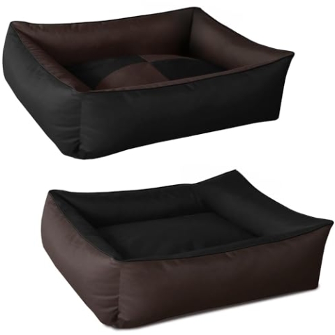 BedDog 2in1 Hundebett MAX Quattro, großes Hundekörbchen aus Cordura, waschbares Hundebett mit Rand, Hundesofa für drinnen, draußen, XXXL, Mocca, schwarz-braun