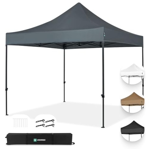 VONROC Pavillon 3x3m wasserdicht stabil - Partyzelt EasyUp System [3Min Aufbau] Popup Faltpavillon modular erweiterbar als Festival Zelt, Gartenpavillon