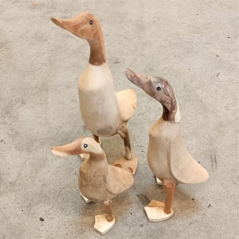 Bamboona Deko Ente aus Bambus/Holzfigur/handgefertigt/Unikat/Einzeln oder als Familie/Geschenk (S: 25cm (einzeln))