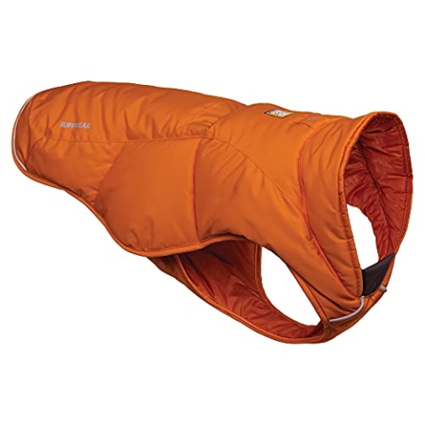 Ruffwear Quinzee Jacket, Verpackbarer, Isolierter Wintermantel für Hunde, Large, Campfire Orange