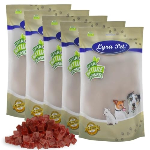 Lyra Pet® 5 kg Entenbrustwürfel | Kausnack von der Ente | Idealer Belohnungs- und Trainingssnack | Leckerli auch für Welpen und ältere Hunde | Proteinreich & fettarm | Wiederverschließbar