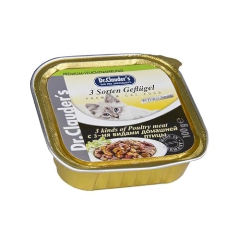 Dr. Clauders 3 Sorten Geflügel | 32x 100g Katzenfutter nass